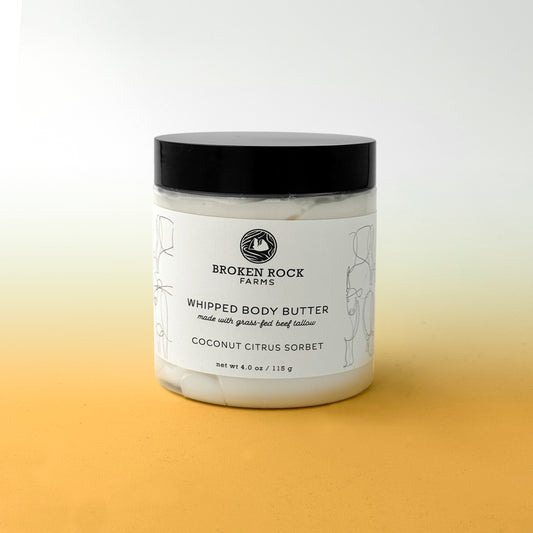 whipped tallow body butter | coconut citrus sorbet