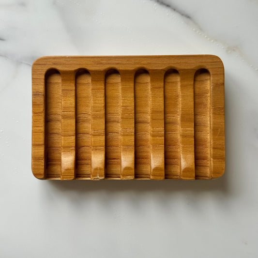 natural teak wood soap dish