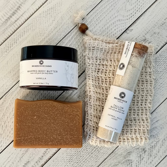 tallow soak, soap & moisturizer set | honey, oat & vanilla