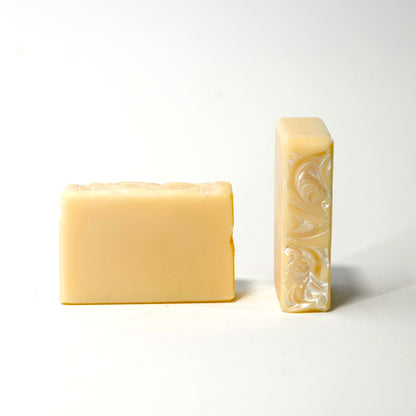 Two bars of soap on a white background
